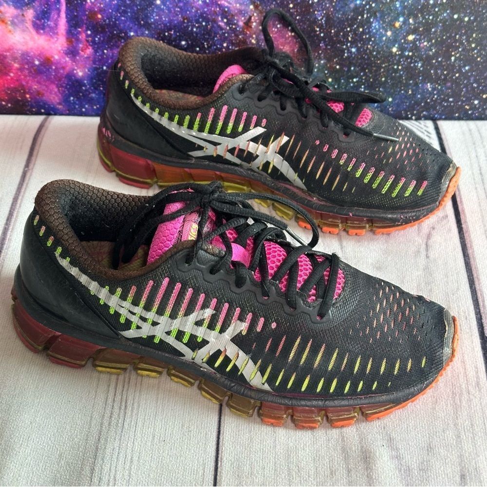 Asics‎ Gel Quantum 360 Athletic Running Shoes Women Sz 8 T5J6N Purple Pink Neon